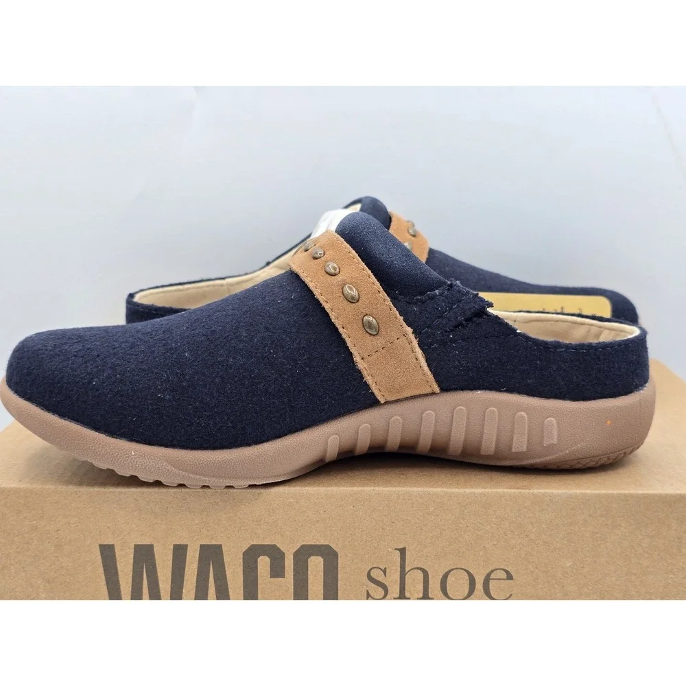 NEW Spenco Navy Blue Ashley Wool Genuine Suede‎ Orthotic Comfort Sz 6.5
